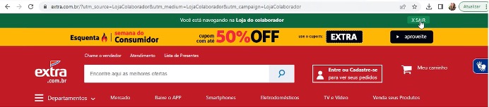 Exemplo site Extra versão Loja do colaborador