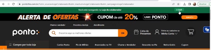 Exemplo site Ponto versão Loja do colaborador